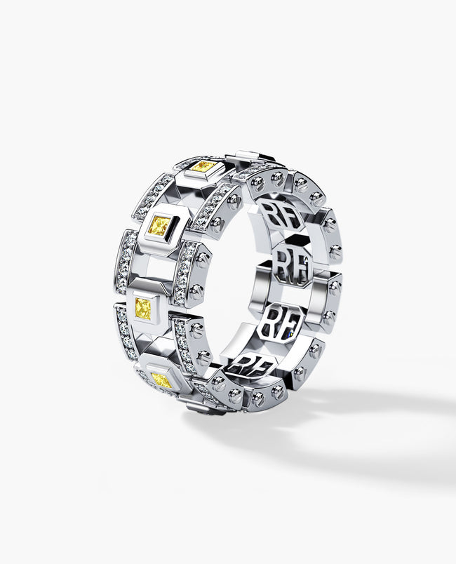 LA PAZ Gold Ring with 1.20ct Yellow and White Diamonds